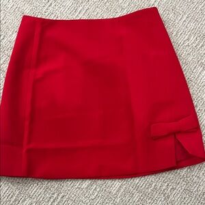 Chic Red Mini Skirt with Bow Detail